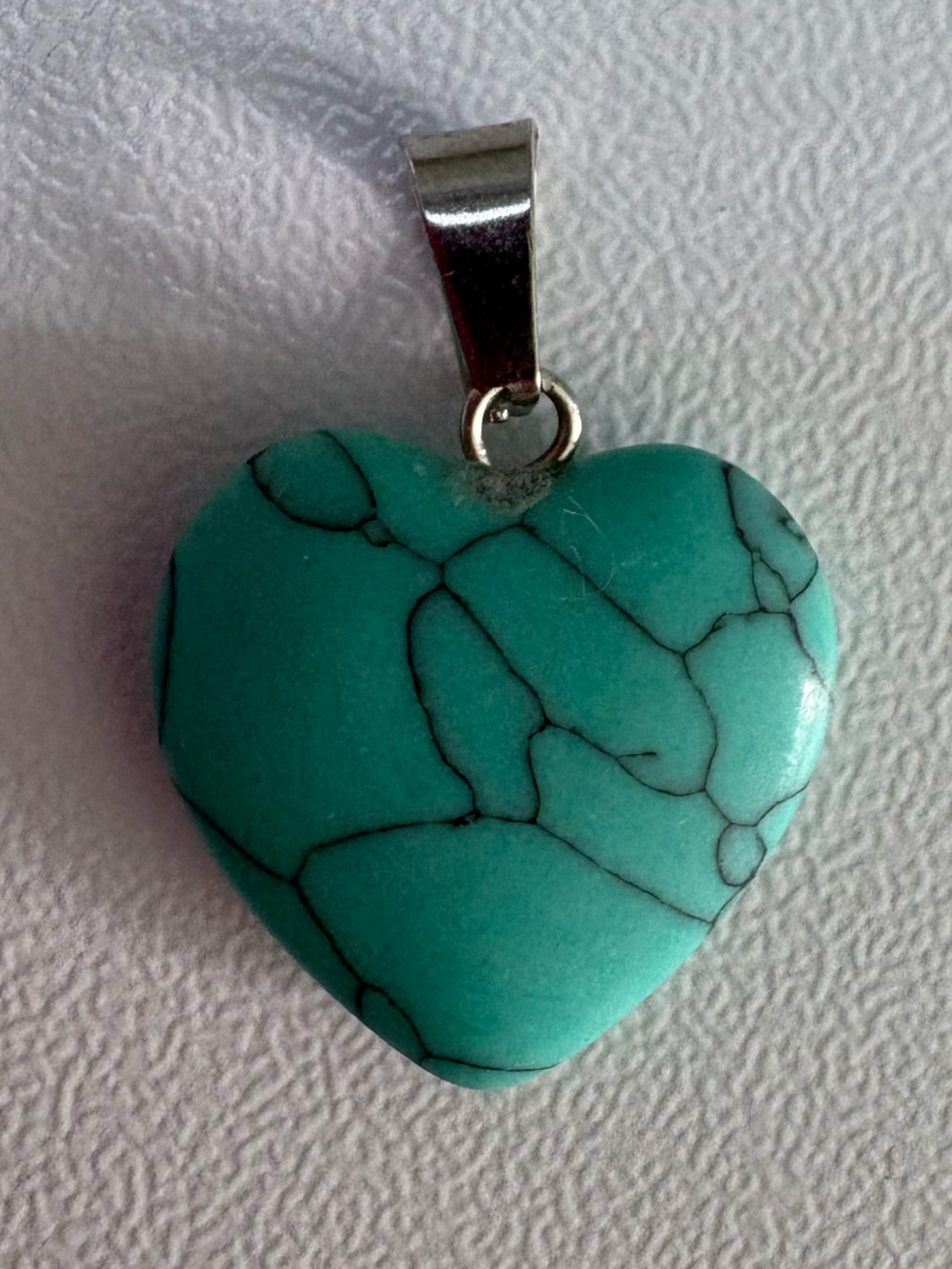 Light Turquoise Heart Stone Pendant - Blue Heart Charm